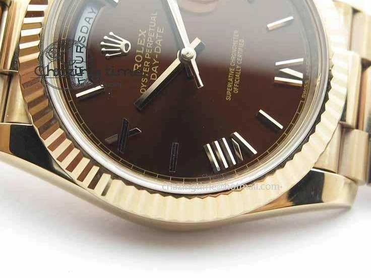 1226 Sophisticated Day-Date 40mm 228239 RG Noob 1:1 Best Edition Brown Roman Dial On RG President Bracelet A 3707